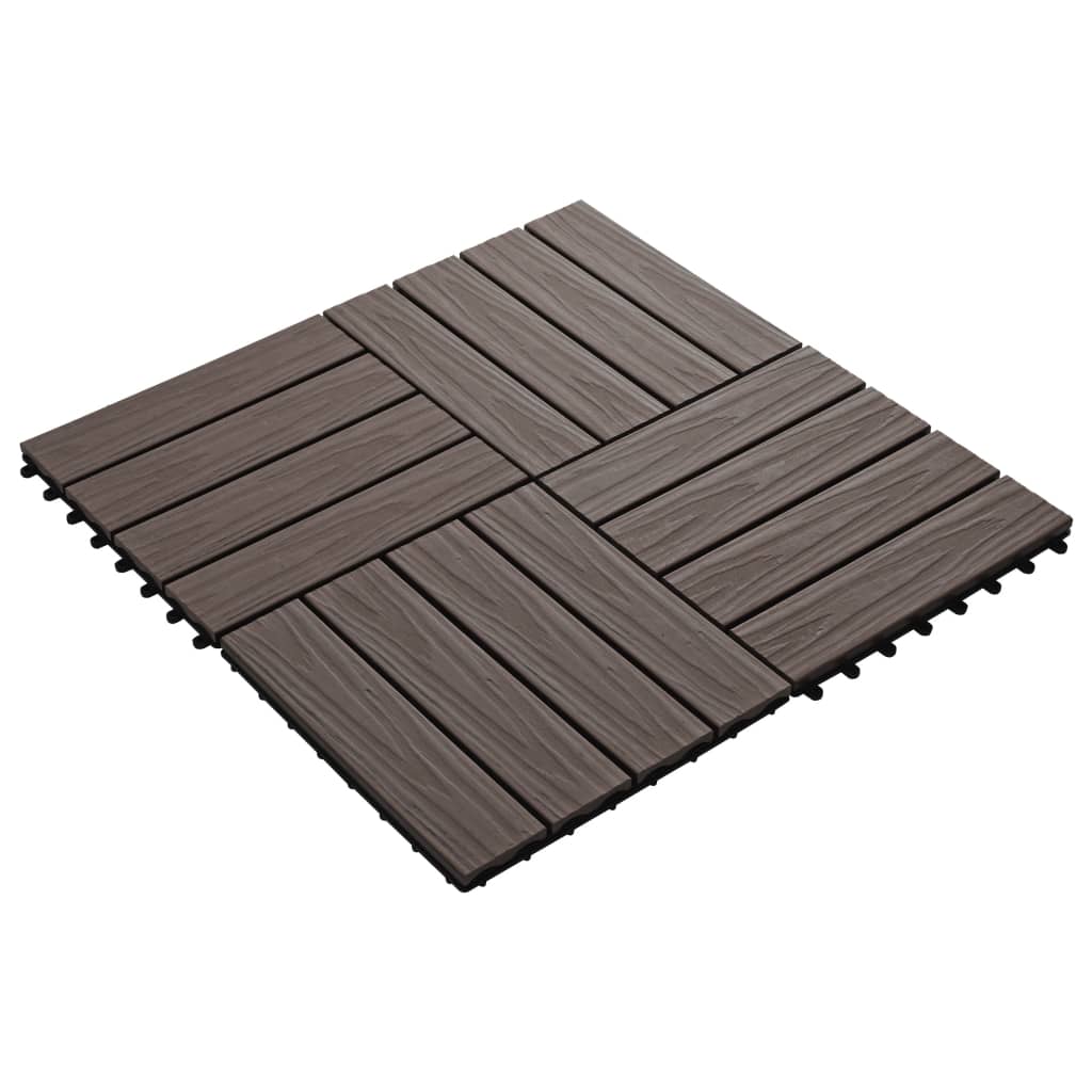 Terrassenfliesen 11Stk Tief Geprägt Wpc 30X30Cm 1Qm Dunkelbraun