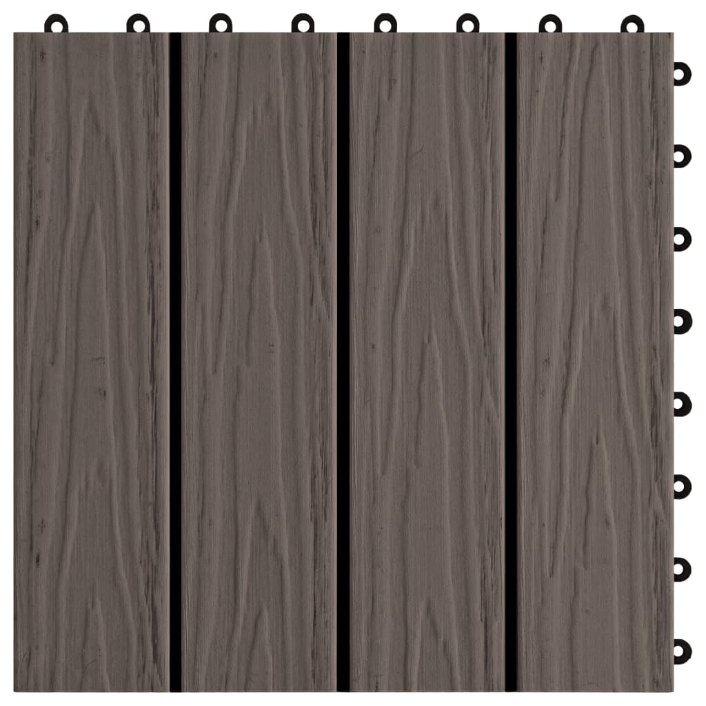 Terrassenfliesen 11Stk Tief Geprägt Wpc 30X30Cm 1Qm Dunkelbraun