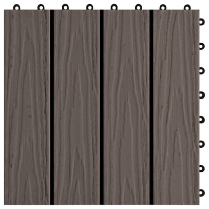 Terrassenfliesen 11Stk Tief Geprägt Wpc 30X30Cm 1Qm Dunkelbraun
