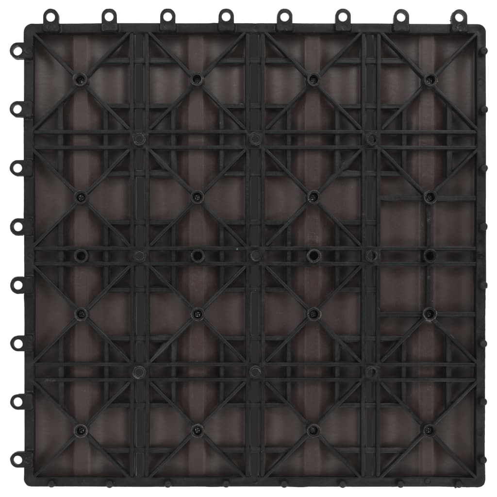 Terrassenfliesen 11Stk Tief Geprägt Wpc 30X30Cm 1Qm Dunkelbraun