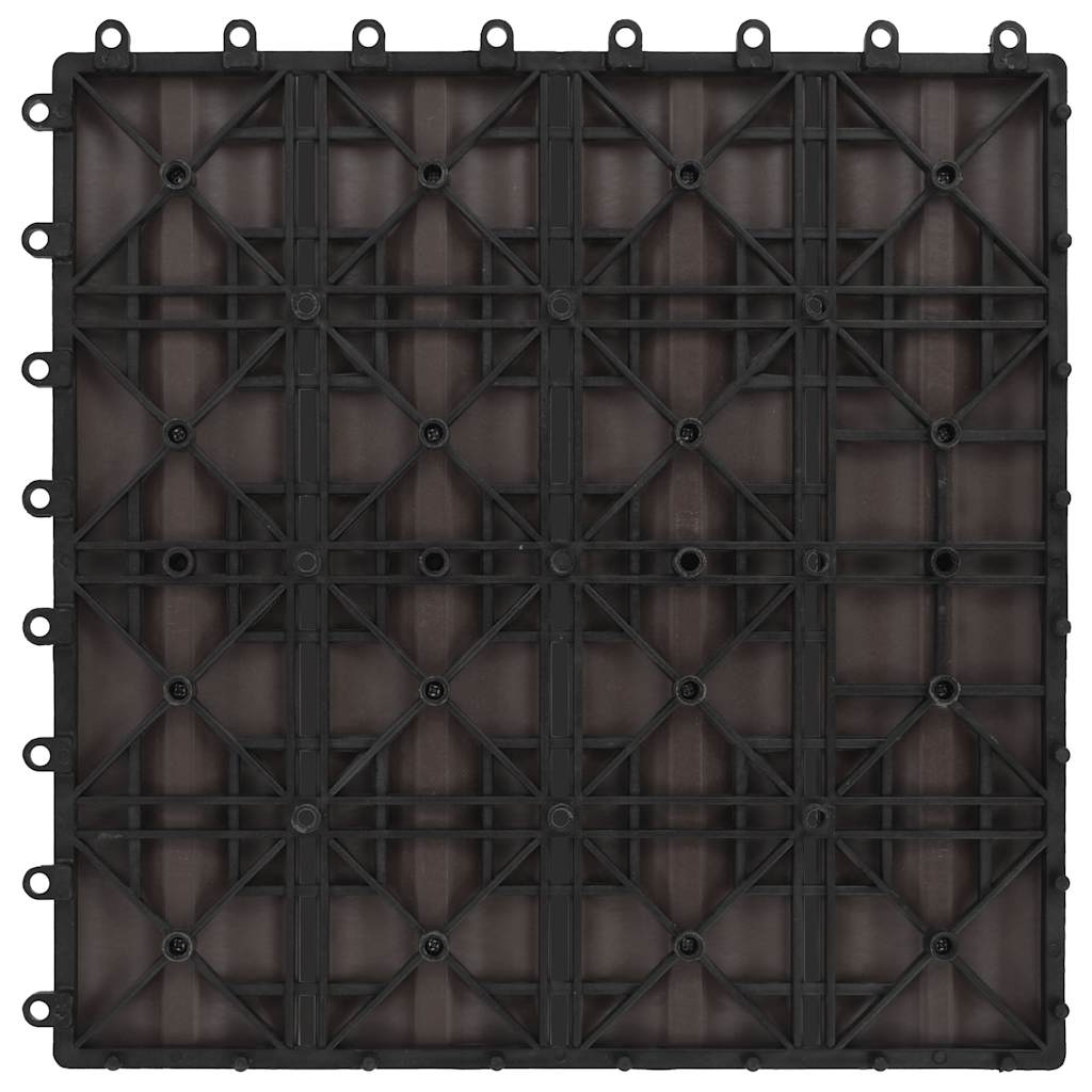 Terrassenfliesen 11Stk Tief Geprägt Wpc 30X30Cm 1Qm Dunkelbraun