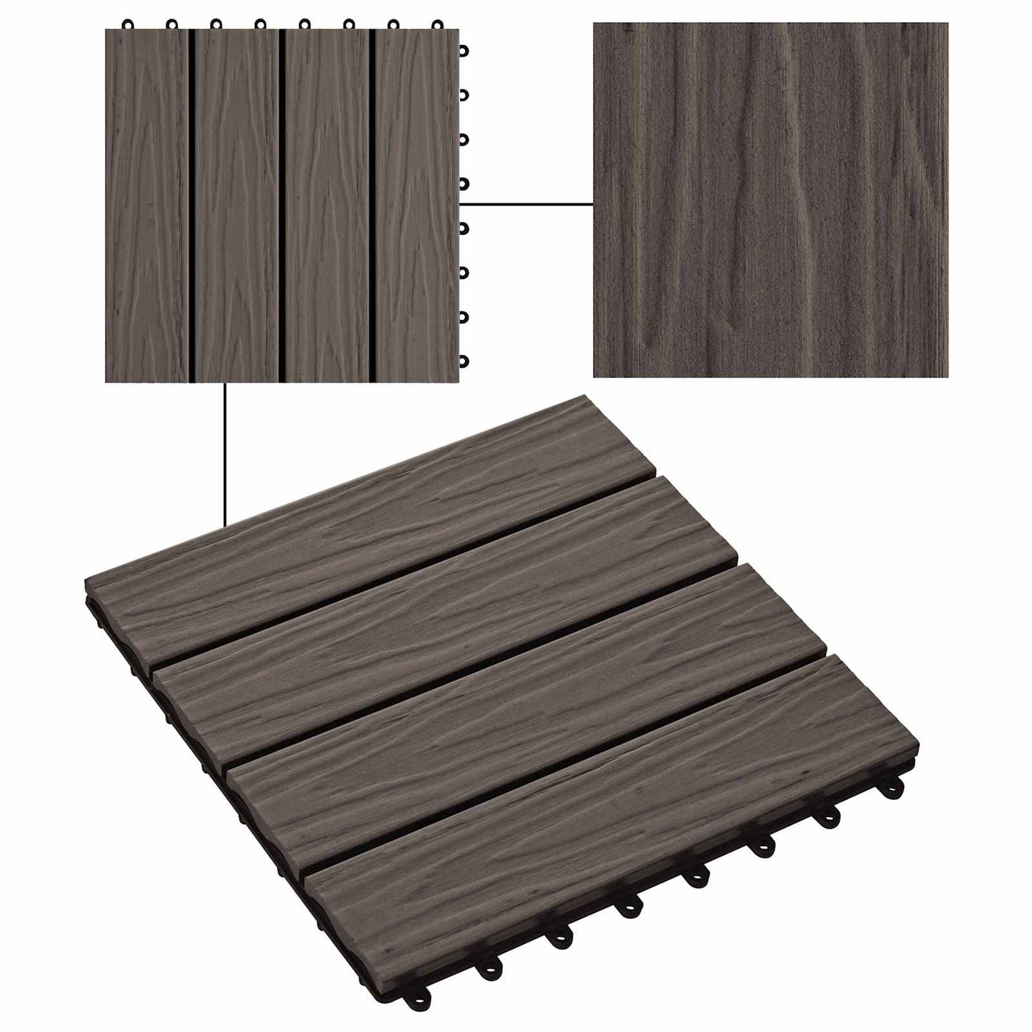 Terrassenfliese 3D-Design 11 Pcs 30 X 30 Cm Wpc