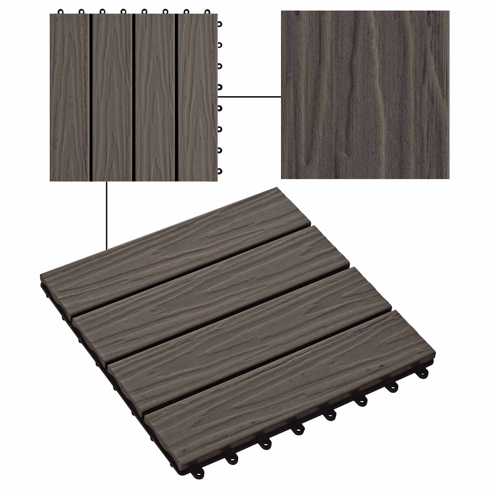 Terrassenfliese 3D-Design 11 Pcs 30 X 30 Cm Wpc
