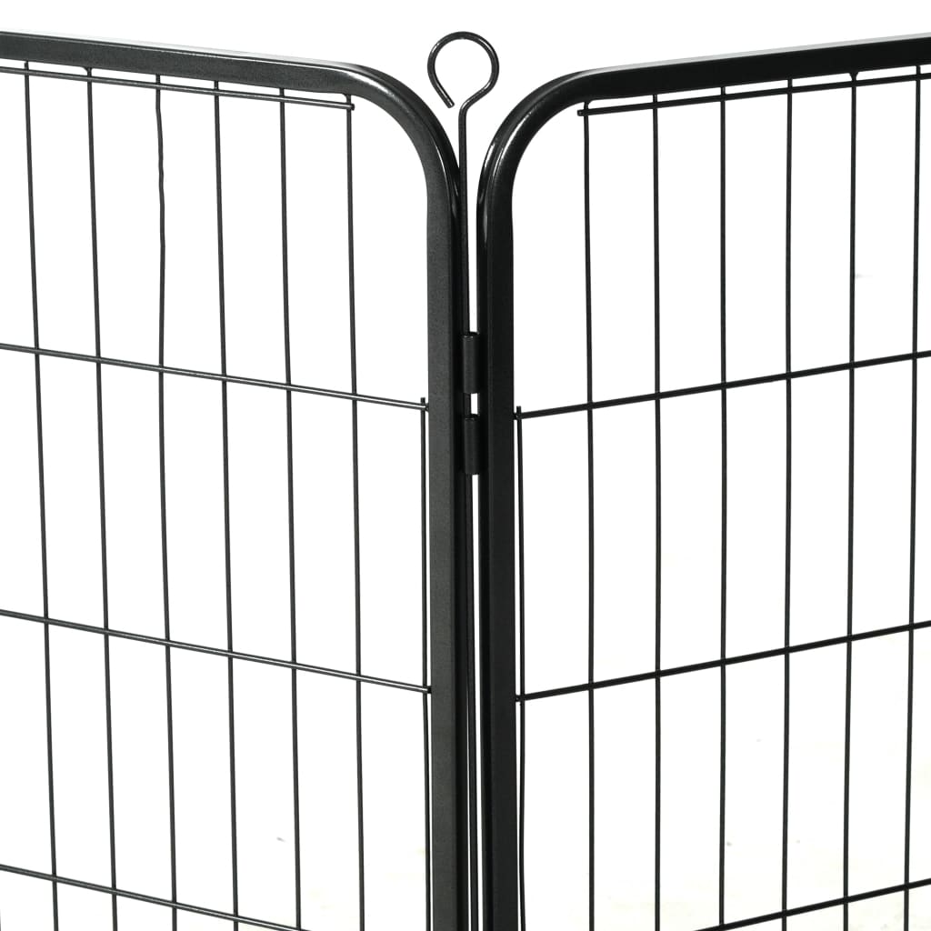 Hunde-Laufstall 16 Panels Stahl Schwarz