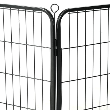 Hunde-Laufstall 16 Panels Stahl Schwarz
