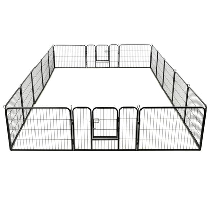Hunde-Laufstall 16 Paneele Stahl Schwarz