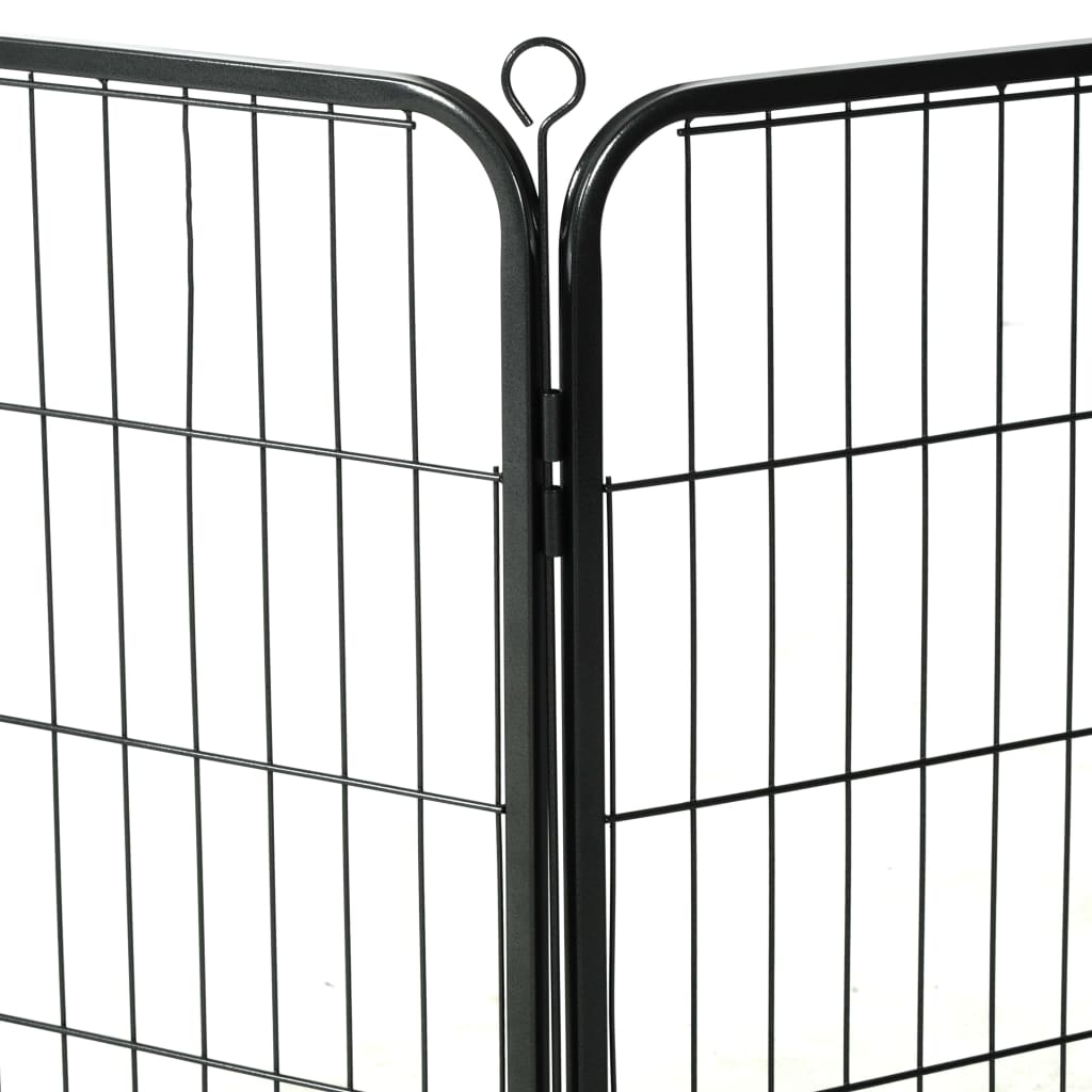Hunde-Laufstall 16 Paneele Stahl Schwarz
