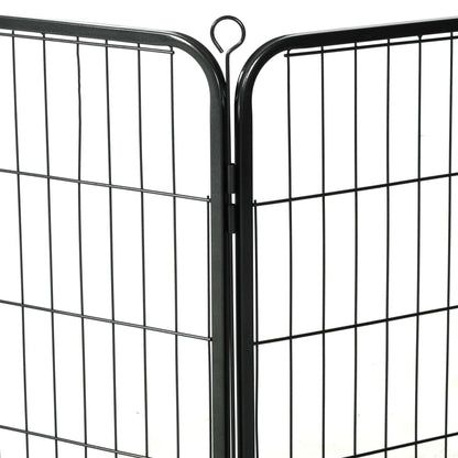 Hunde-Laufstall 16 Paneele Stahl Schwarz