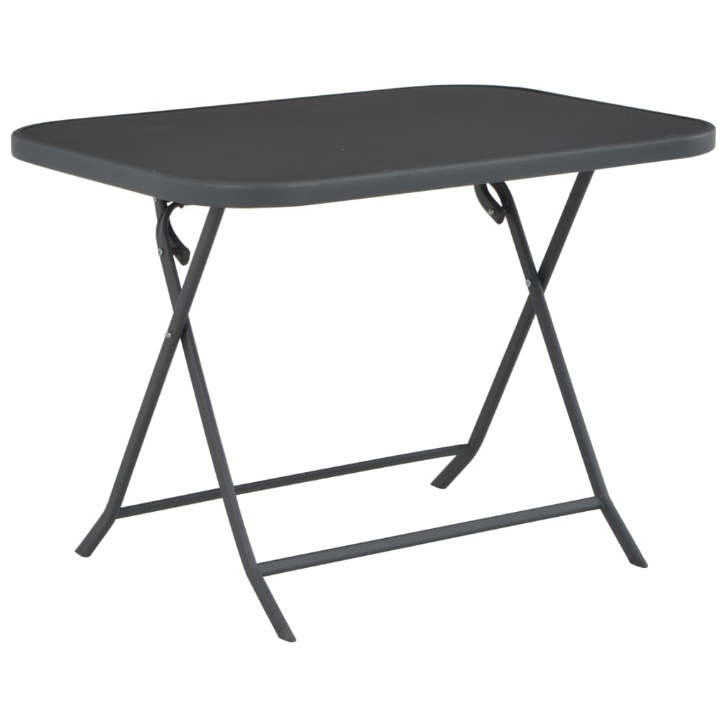 Gartentisch Klappbar Grau 100X75X72 Cm Glas Und Stahl