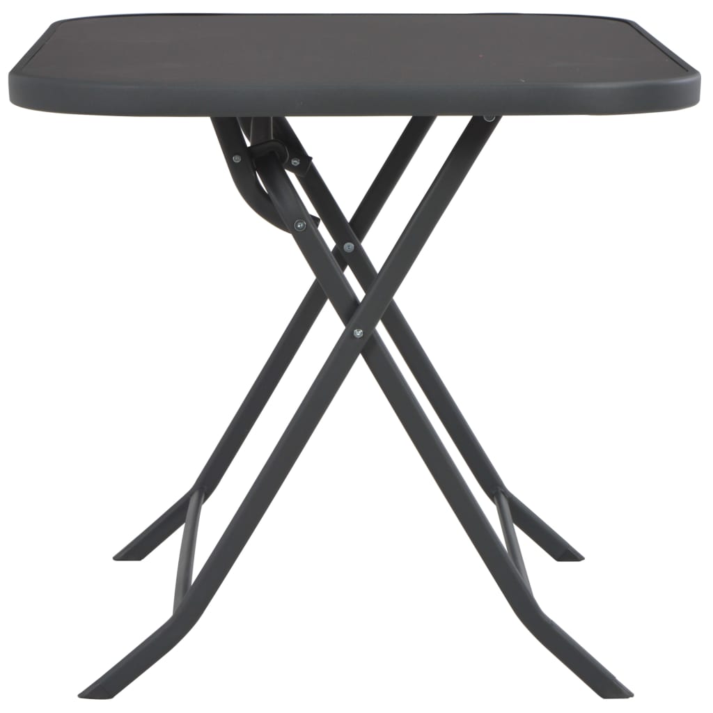 Gartentisch Klappbar Grau 100X75X72 Cm Glas Und Stahl