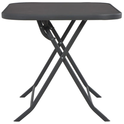 Gartentisch Klappbar Grau 100X75X72 Cm Glas Und Stahl