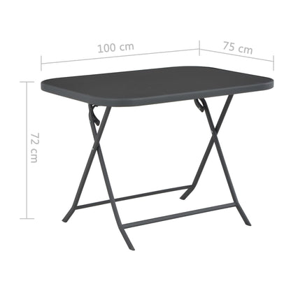 Gartentisch Klappbar Grau 100X75X72 Cm Glas Und Stahl