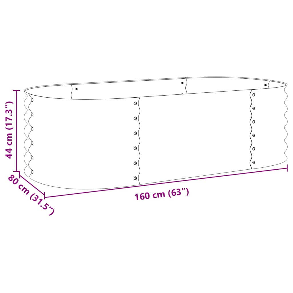 Garten-Hochbeet 160X80X44 Cm Verzinkter Stahl N