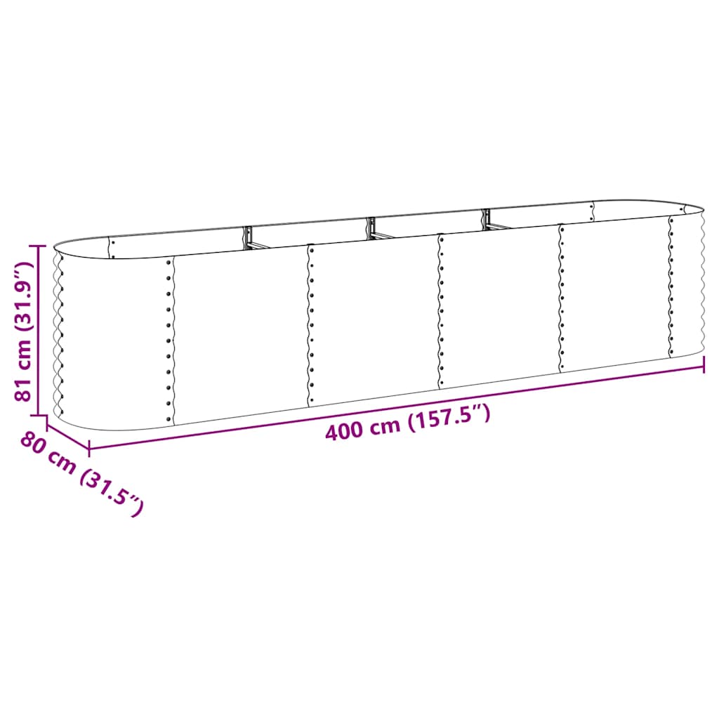 Garten-Hochbeet 400 X 80 X 81 Cm Verzinkter Stahl