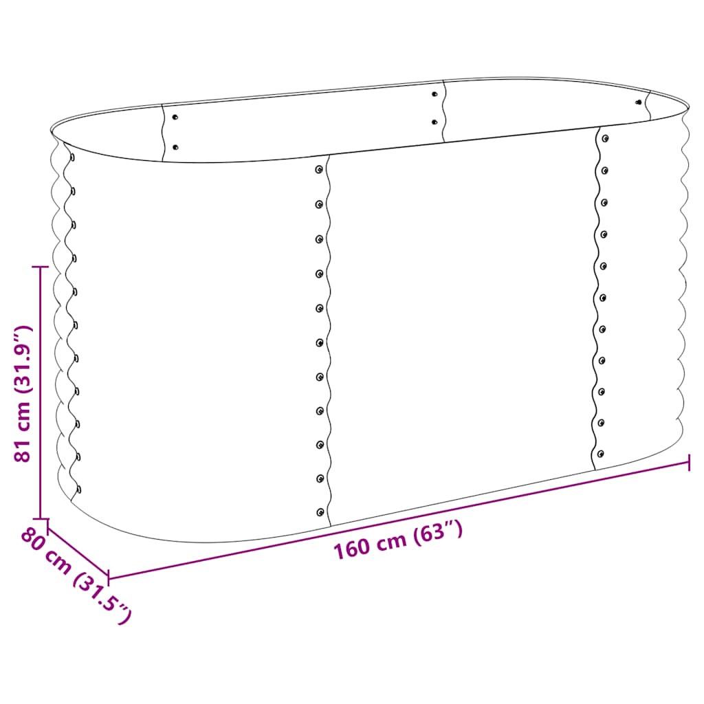 Garten-Hochbeet 160X80X81 Cm Verzinkter Stahl