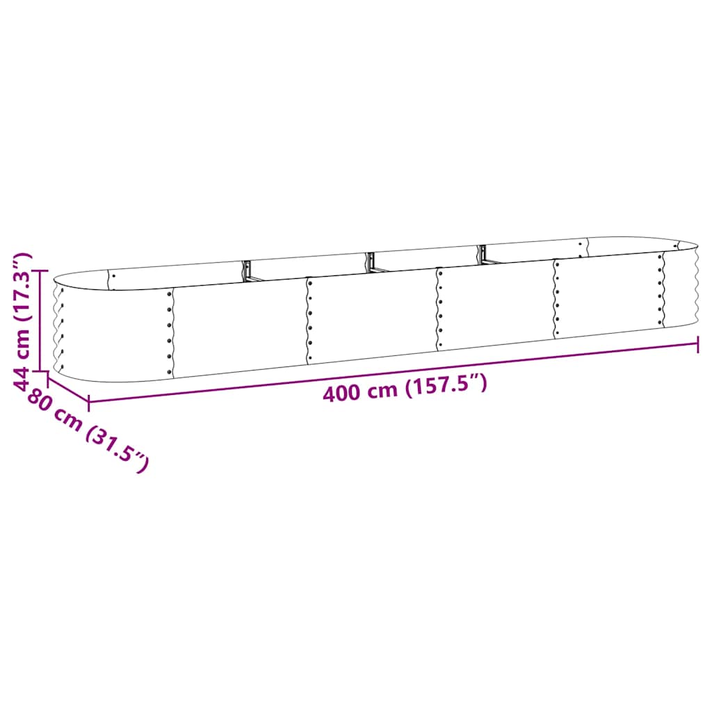 Garten-Hochbeet 400 X 80 X 44 Cm Verzinkter Stahl