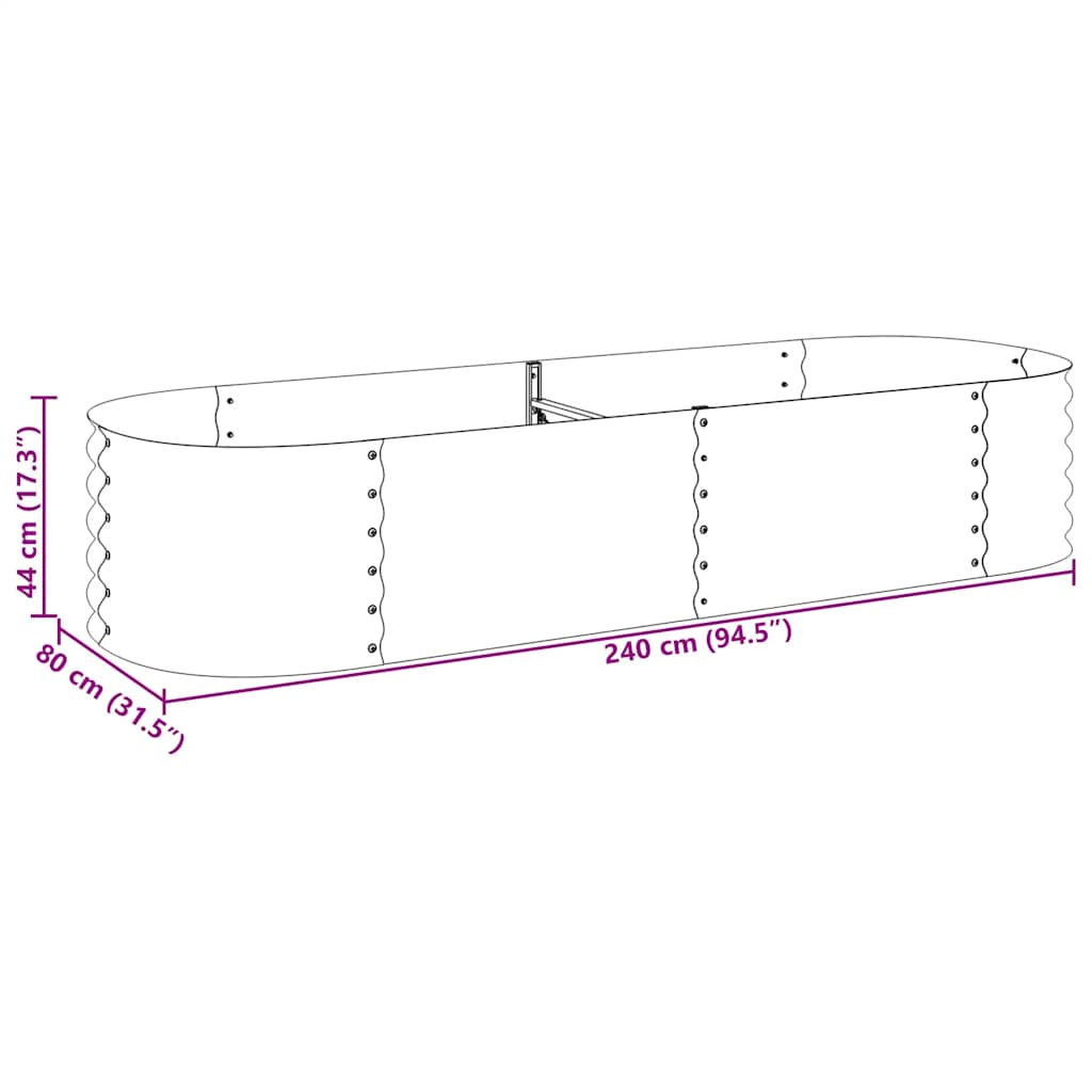 Garten-Hochbeet 240X80X44 Cm Verzinkter Stahl