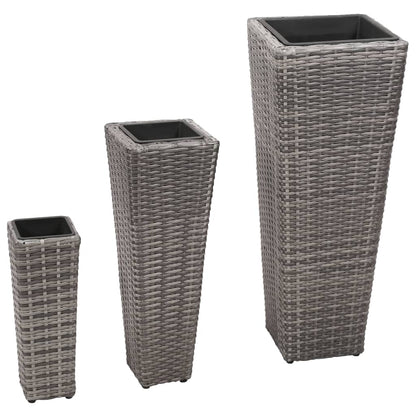 Garten-Hochbeet 3-Tlg. Poly Rattan