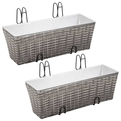 Balkon-Hochbeet 2 Stk. Poly Rattan