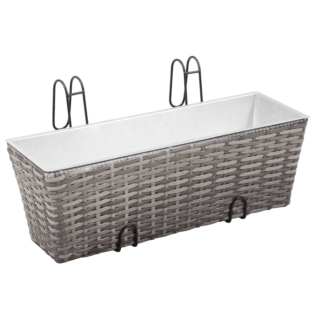 Balkon-Hochbeet 2 Stk. Poly Rattan