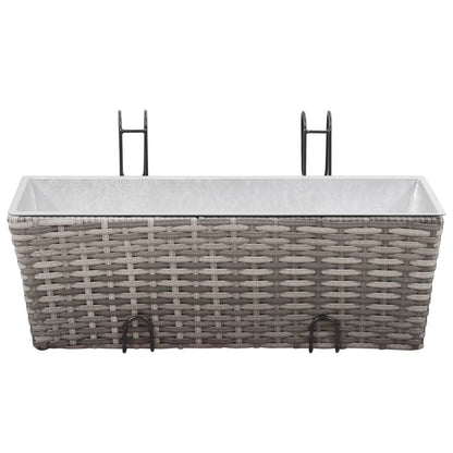 Balkon-Hochbeet 2 Stk. Poly Rattan