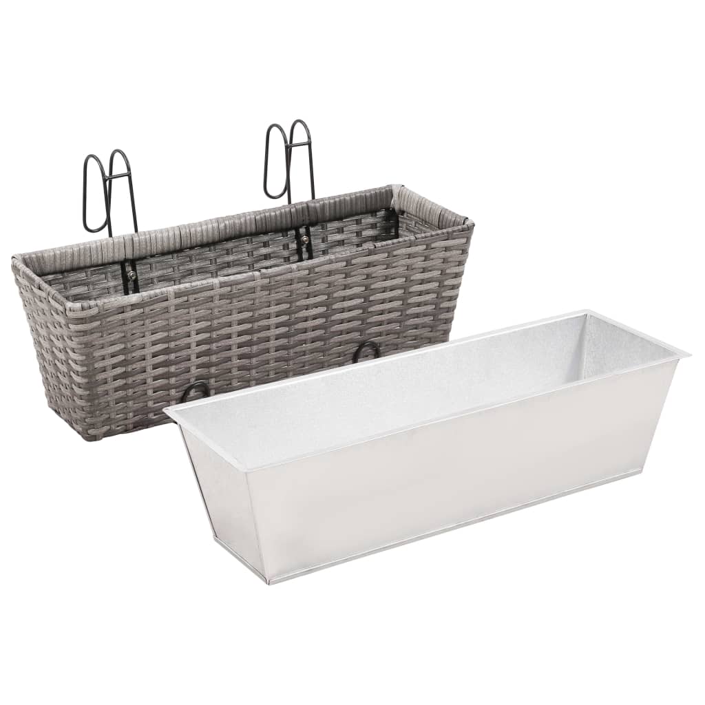 Balkon-Hochbeet 2 Stk. Poly Rattan