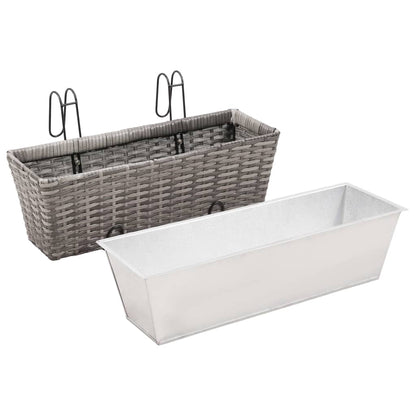 Balkon-Hochbeet 2 Stk. Poly Rattan