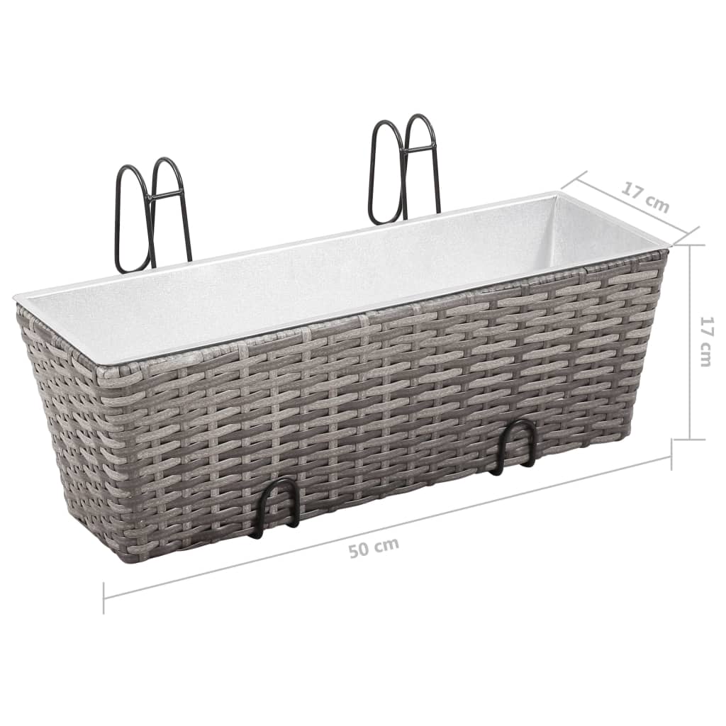 Balkon-Hochbeet 2 Stk. Poly Rattan