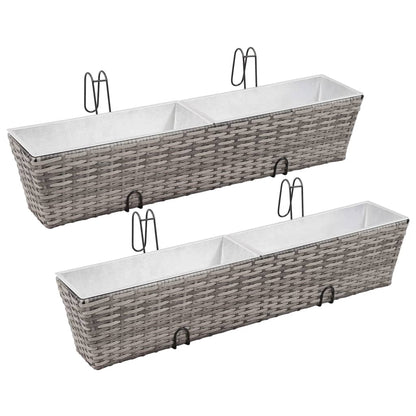 Balkon-Hochbeet 2 Stk. Poly Rattan