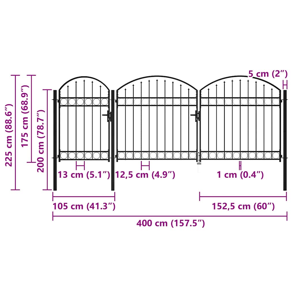 Gartentor Assen Mit Bogenabschluss Stahl 1,75 X 4 M