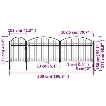 Gartentor Assen Mit Bogenabschluss Stahl 1,25 X 5 M