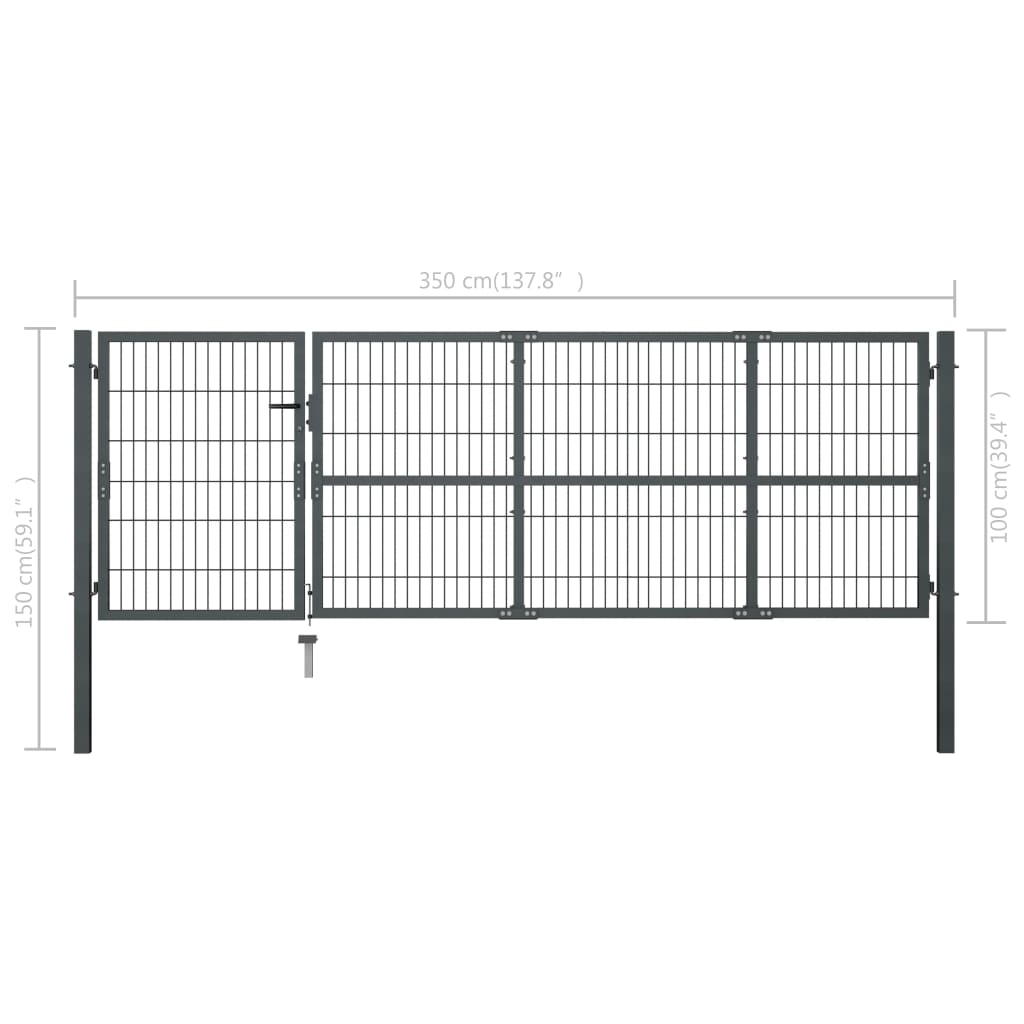 Gartentor Mit Pfosten Stahl 350 X 100 Cm