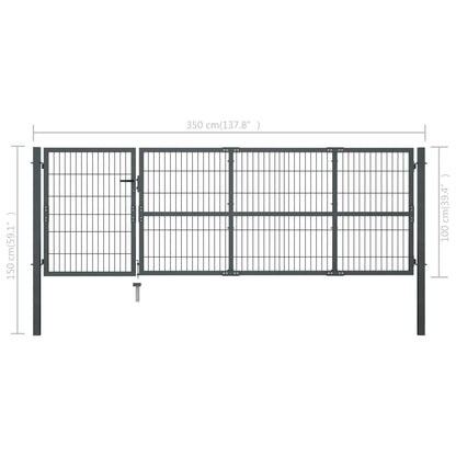 Gartentor Mit Pfosten Stahl 350 X 100 Cm