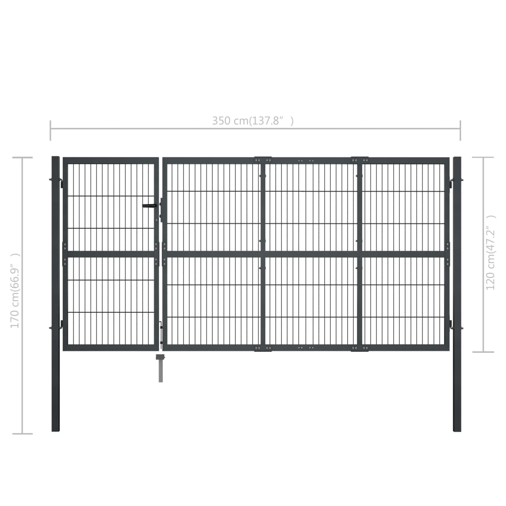 Gartentor Mit Pfosten Stahl 350 X 120 Cm
