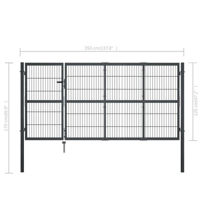 Gartentor Mit Pfosten Stahl 350 X 120 Cm
