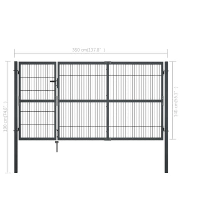 Gartentor Mit Pfosten Stahl 350×140 Cm