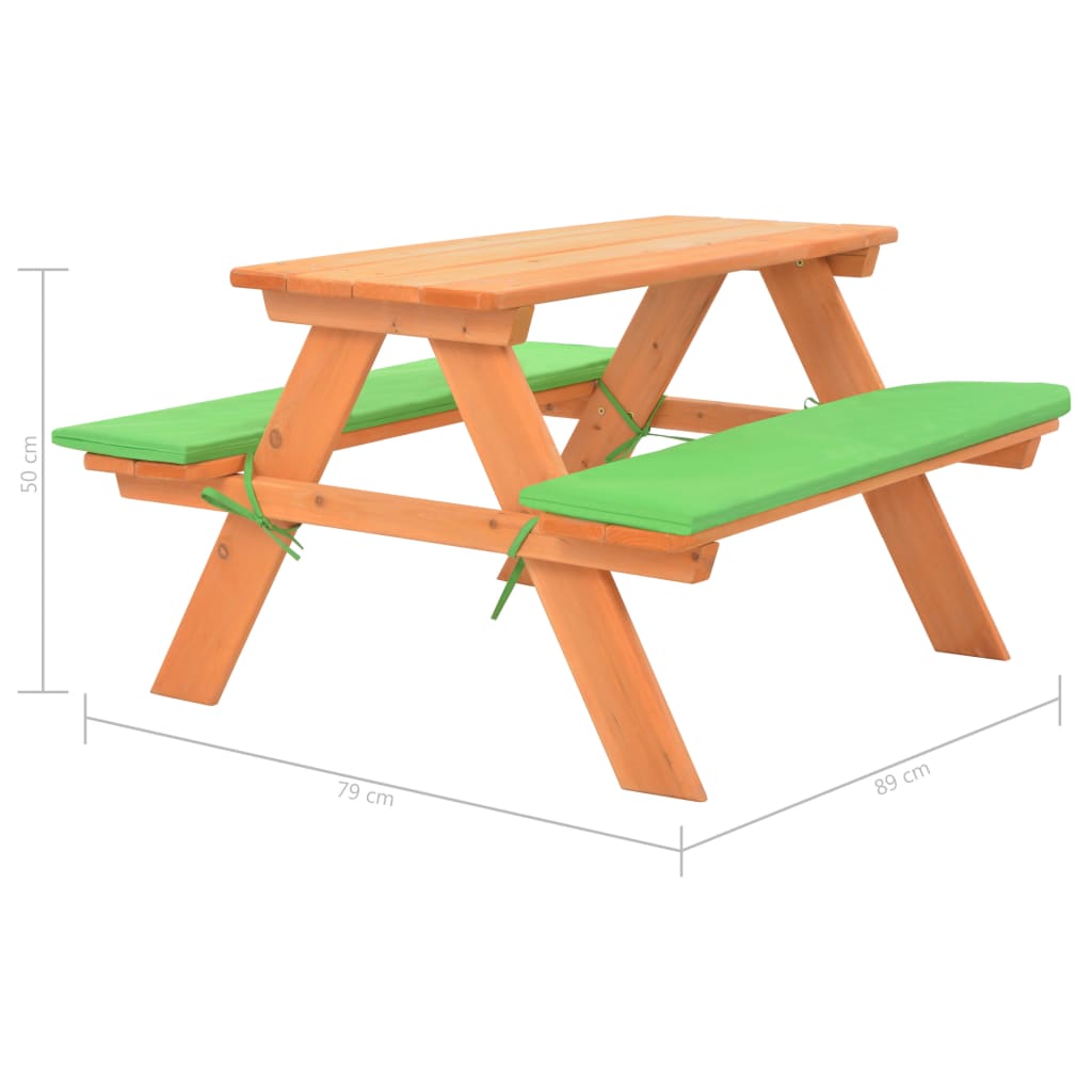 Kinder-Picknicktisch Mit Bänken 89×79×50 Cm Massivholz Tanne