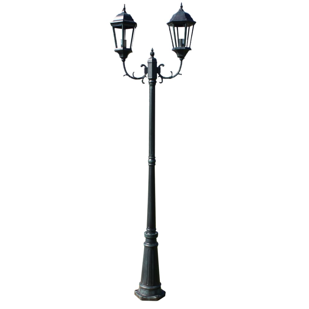 Gartenlaterne 2-Flammig 230 Cm Dunkelgrün/Schwarz Aluminium