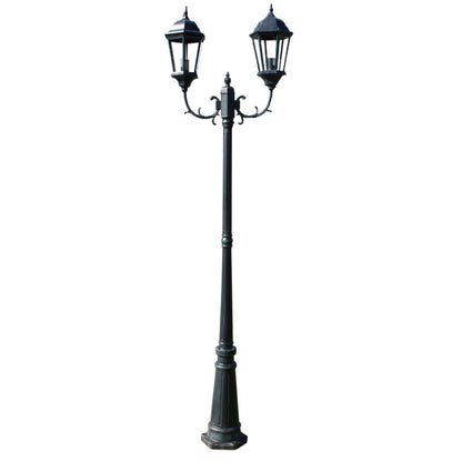 Gartenlaterne 2-Flammig 230 Cm Dunkelgrün/Schwarz Aluminium