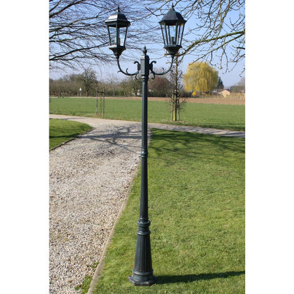 Gartenlaterne 2-Flammig 230 Cm Dunkelgrün/Schwarz Aluminium