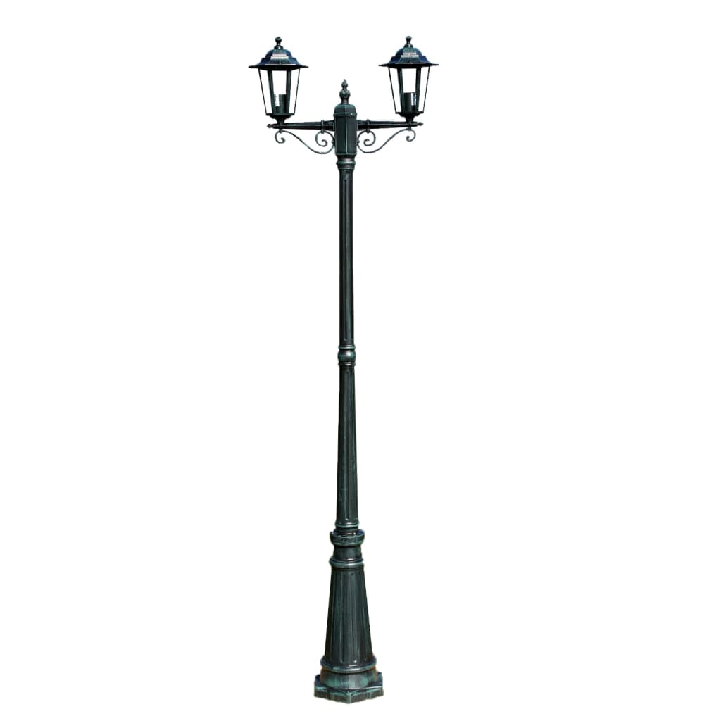 Gartenlaterne 2-Flammig 215 Cm Dunkelgrün/Schwarz Aluminium Weiß