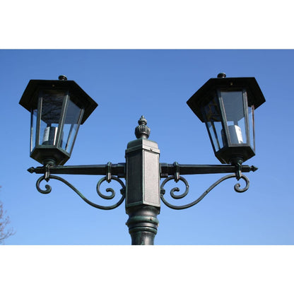 Gartenlaterne 2-Flammig 215 Cm Dunkelgrün/Schwarz Aluminium Weiß