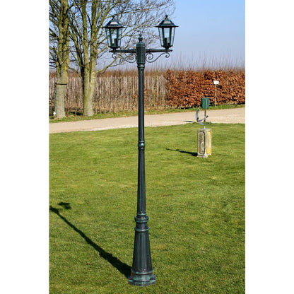 Gartenlaterne 2-Flammig 215 Cm Dunkelgrün/Schwarz Aluminium Weiß