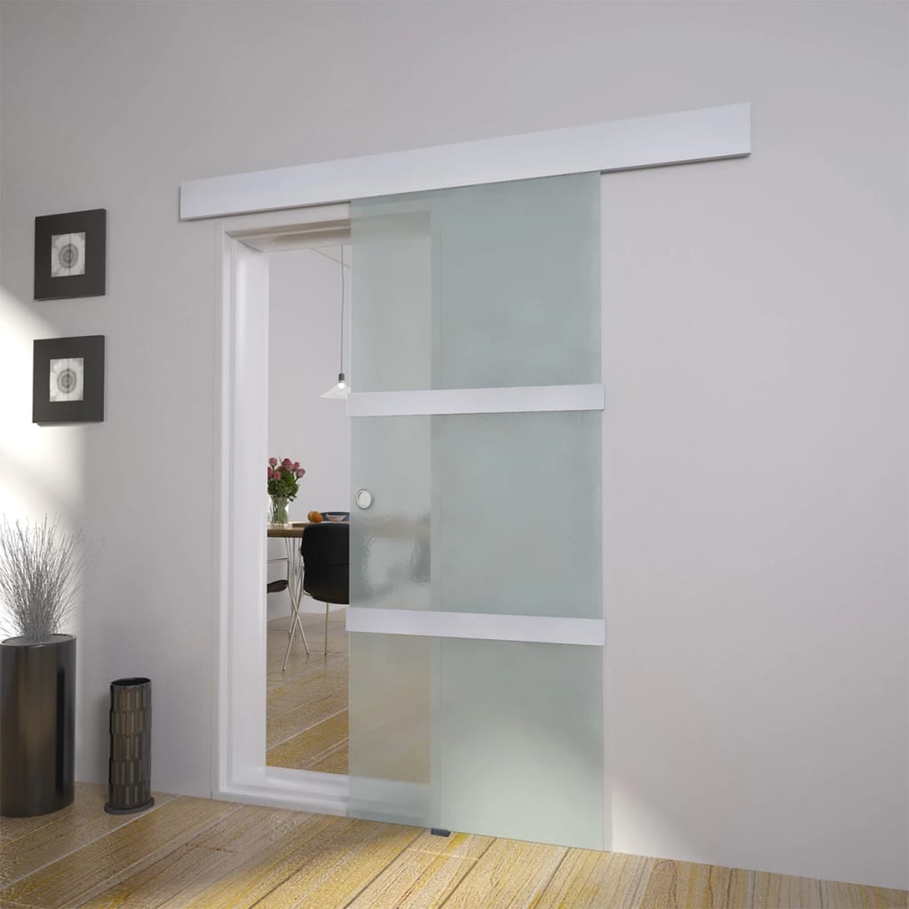 Schiebetür Glas Und Aluminium 178 Cm Silbern