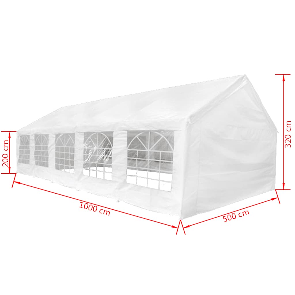 Partyzelt 10 × 5 M Weiß