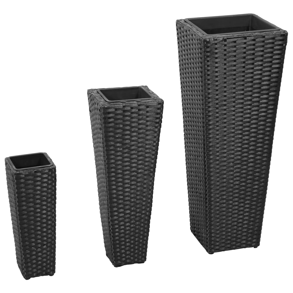 Garten-Hochbeet 3-Tlg. Poly Rattan