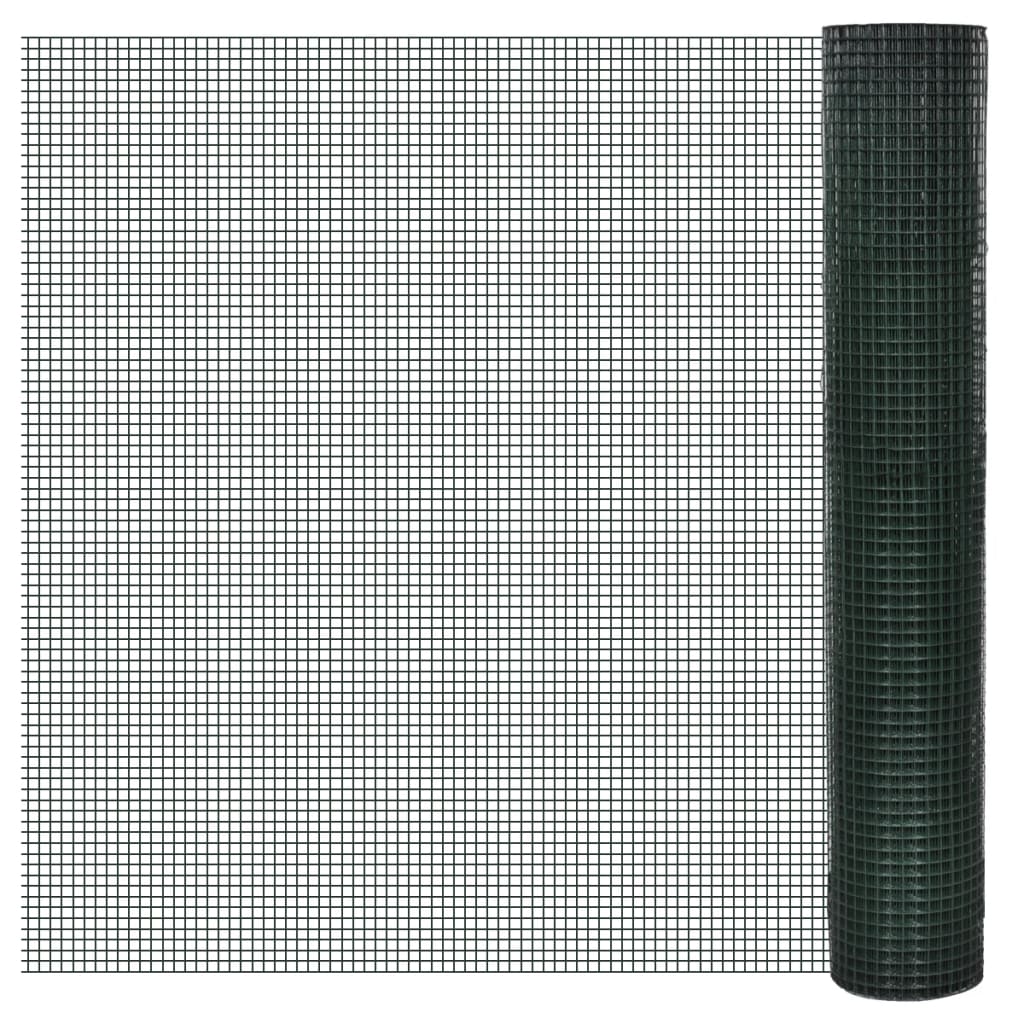 Drahtzaun Für Hühner Verzinkt Mit Pvc-Beschichtung 25X1 M Grün