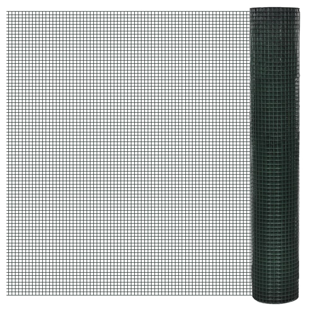 Drahtzaun Für Hühner Verzinkt Mit Pvc-Beschichtung 25X1 M Grün