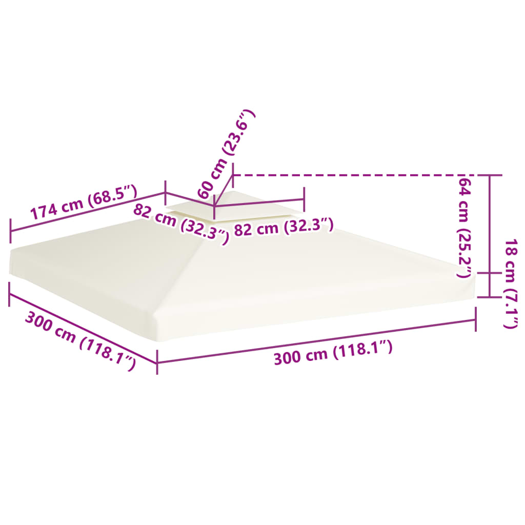 Pavillon-Ersatzdach 310 G/M² Weiß 3X3 M