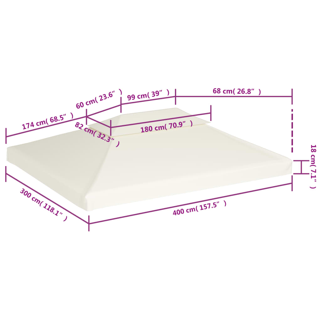 Pavillon-Ersatzdach 310 G/M² Weiß 3X4 M